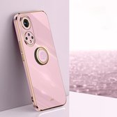 Voor Honor 50 XINLI Straight 6D Plating Gouden Rand TPU Schokbestendig Hoesje met Ringhouder (Cherry Purple)