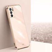 Voor OPPO Reno6 Pro 5G XINLI Straight 6D Plating Gold Edge TPU Shockproof Case (roze)