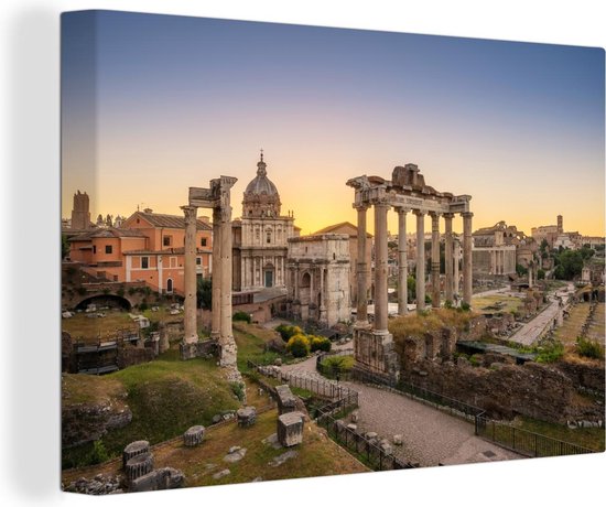 Canvas Schilderij Romeinse rijk - Constructie - Nacht - 120x80 cm - Wanddecoratie