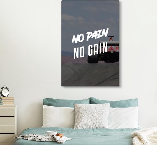 Peinture sur toile Formule 1 - Voiture de course - Citation - 120x180 cm - Décoration murale XXL
