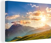 Canvas Schilderij Alpen - Berg - Natuur - 90x60 cm - Wanddecoratie