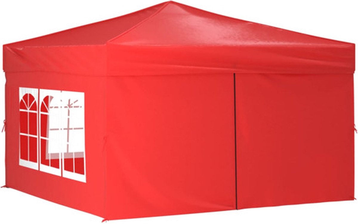vidaXL Partytent inklapbaar met zijwanden 3x3 m rood