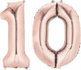 Ballon Numéro 10 Ans Or Rose Hélium Ballons Anniversaire Décoration Numéro Ballon Décoration De Fête Avec Paille - 86cm