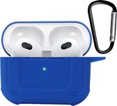 AirPods 3 Case Shock Case Cover With Hook - Coque adaptée à la coque Apple AirPods 3 - Blauw foncé