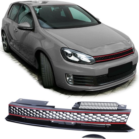 Foto: Geschikt voor volkswagen golf 6 gti embleemloze sport grill hoogglans zwart 2008 t m 2012