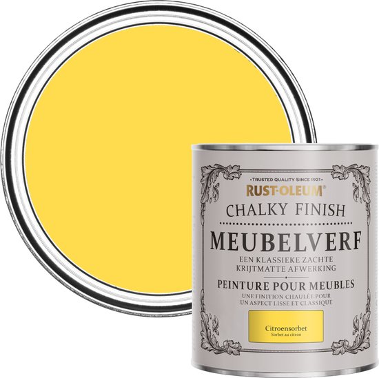 Foto: Rust oleum geel chalky finish meubelverf citroensorbet 750ml