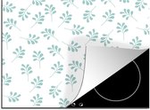 KitchenYeah® Inductie beschermer 59x52 cm - Bladeren - Patroon - Blauw - Kookplaataccessoires - Afdekplaat voor kookplaat - Inductiebeschermer - Inductiemat - Inductieplaat mat