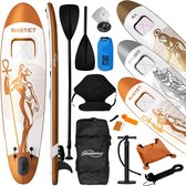 Sup board set - Supboard - Paddle board - Opblaasbaar - Met pomp, peddel, tas, rugzak, enkelband, reparatieset en camerahouder - 305 x 76 x 12 cm - Wit - Róse