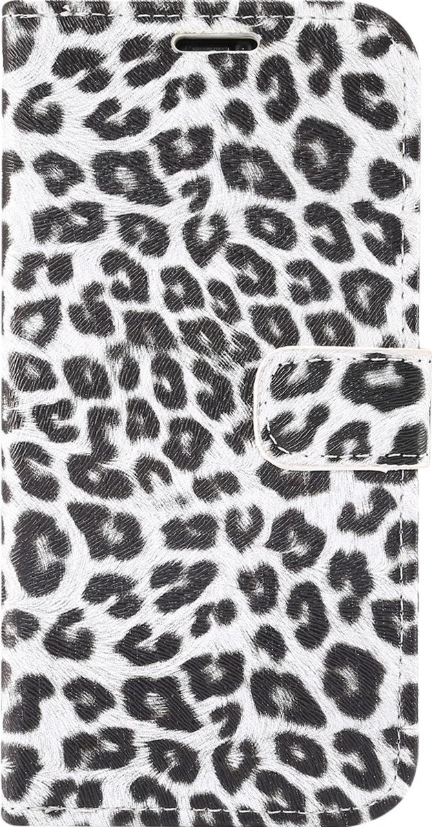 Mobigear Telefoonhoesje geschikt voor Apple iPhone 14 Plus Hoesje | Mobigear Leopard Bookcase Portemonnee | Pasjeshouder voor 2 Pasjes | Telefoonhoesje voor Pinpas / OV Kaart / Rijbewijs - Wit
