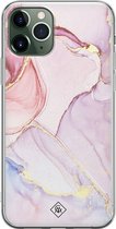 Casimoda® hoesje - Geschikt voor iPhone 11 Pro - Marmer roze paars - Siliconen/TPU telefoonhoesje - Backcover - Marmer - Paars