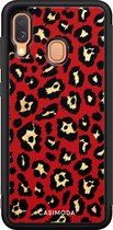 Casimoda® hoesje - Geschikt voor Samsung Galaxy A40 - Luipaard Rood - Zwart TPU Backcover - Luipaardprint - Rood