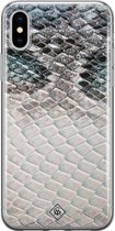 Casimoda® hoesje - Geschikt voor iPhone Xs - Oh My Snake - Siliconen/TPU telefoonhoesje - Backcover - Slangenprint - Zwart