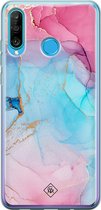 Casimoda® hoesje - Geschikt voor Huawei P30 Lite - Marmer blauw roze - Siliconen/TPU - Soft Case - Multi - Marmer