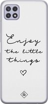 Casimoda® hoesje - Geschikt voor Samsung A22 5G - Enjoy Life - Backcover - Siliconen/TPU - Zwart