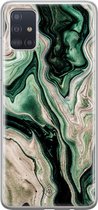 Casimoda® hoesje - Geschikt voor Samsung A51 - Groen marmer / Marble - Backcover - Siliconen/TPU - Groen