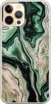 Casimoda® hoesje - Geschikt voor iPhone 12 Pro - Groen marmer / Marble - Siliconen/TPU telefoonhoesje - Backcover - Marmer - Groen