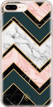 Casimoda® hoesje - Geschikt voor iPhone 8 Plus - Marmer Triangles - Siliconen/TPU telefoonhoesje - Backcover - Marmer - Multi