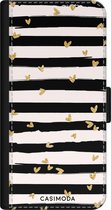 Casimoda® bookcase - Geschikt voor iPhone 11 - Hoesje met pasjeshouder - Hart & Streepjes - Zwart - Kunstleer