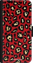 Casimoda® bookcase - Geschikt voor iPhone 11 - Hoesje met pasjeshouder - Luipaard Rood - Rood - Kunstleer