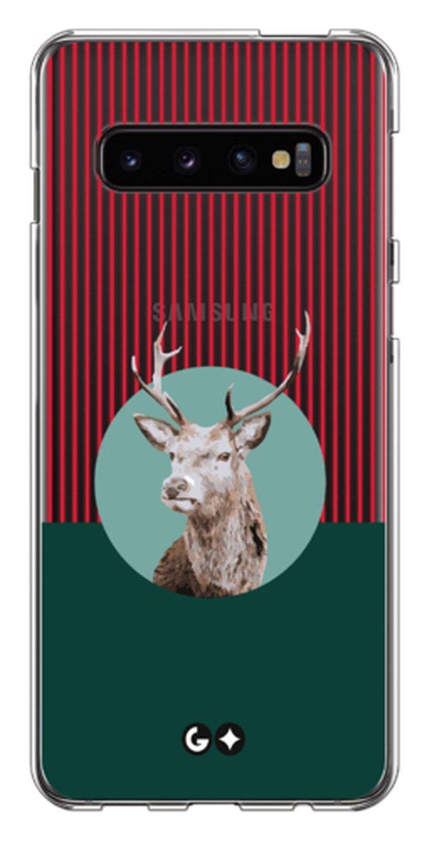 Telefoonhoesje geschikt voor Samsung Galaxy S10 Plus - Transparant Siliconenhoesje - Flexibel en schokabsorberend - Dierencollectie - Retro Reindeer - Groen