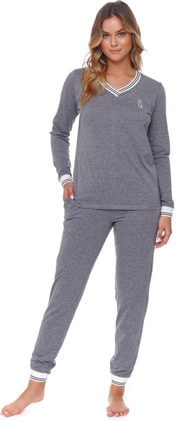 Doctor Nap Katoenen Pyjama Queen Dames Volwassenen Queen Dark Grey PM ...