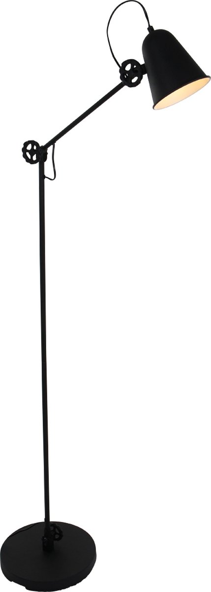 Staande lamp Dolphin | 1 lichts | zwart | metaal | in hoogte verstelbaar tot 160 cm | eetkamer / woonkamer lamp | modern / industrieel / stoer design