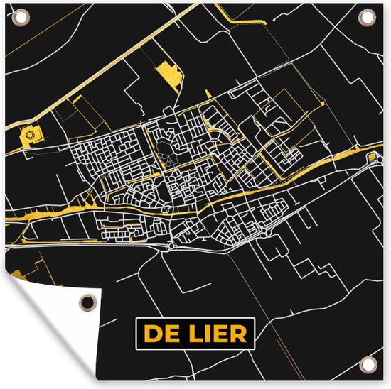 Lier Postcode Tuinposters Plattegrond - De Lier - Kaart - Stadskaart - Goud - 50x50 ...
