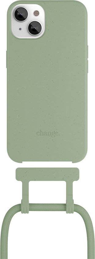 Change 2 in 1 Bio Case - convient pour iPhone 14 - tour de cou amovible - durable - écologique - en matériaux bio - Vert