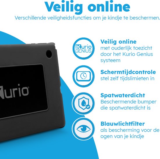Kurio Tab XL 2 – Veilige Kindertablet – Ouderlijk toezicht - 100% Kids Proof – 10.1 inch – 16 GB – Android 10 GO – Grijs - Kurio