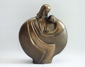 Sculptuur - 20 cm hoog - moeder omhelst kind - bronzen beeld