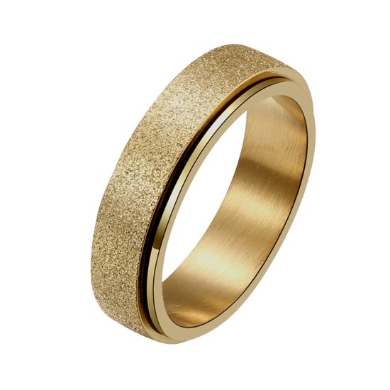 Despora - Anxiety Ring - (Glitter) - Stress Ring - Fidget Ring - Draaibare Ring - Spinning Ring - Spinner Ring - Goudkleurig RVS - (16.75 mm / maat 53)
