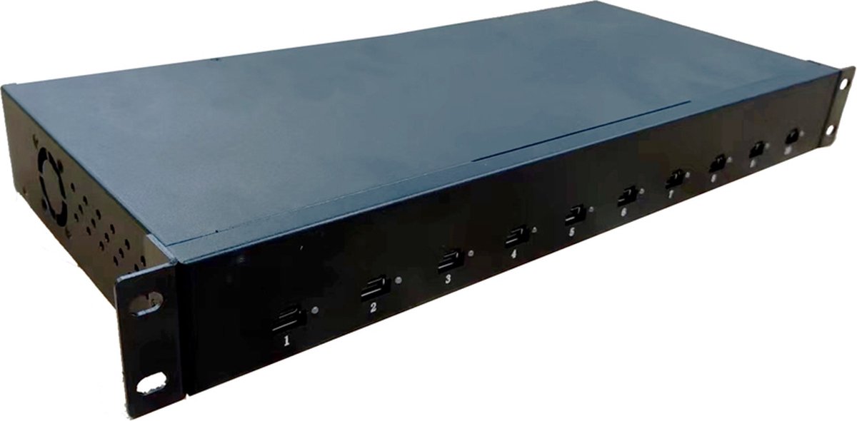 10 ports USB-C 65W 1U Rackmount laad hub