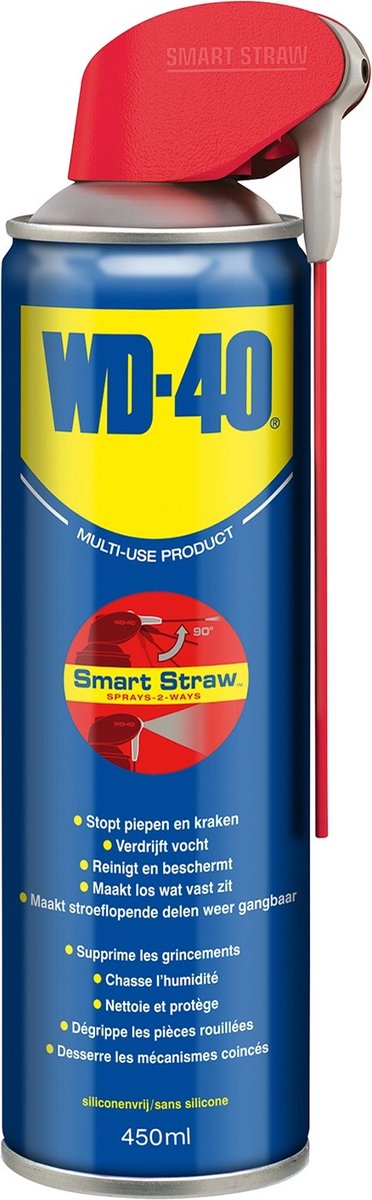 WD-40® Smart Straw® Multi-Use Product - 450ml - Multispray - Smeermiddel, Ontvetter en Anti-Corrosie - WD-40
