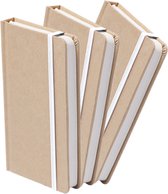 Set van 3x stuks luxe schriften/notitieboekje wit met elastiek A5 formaat - blanco paginas - opschrijfboekjes - 100 paginas