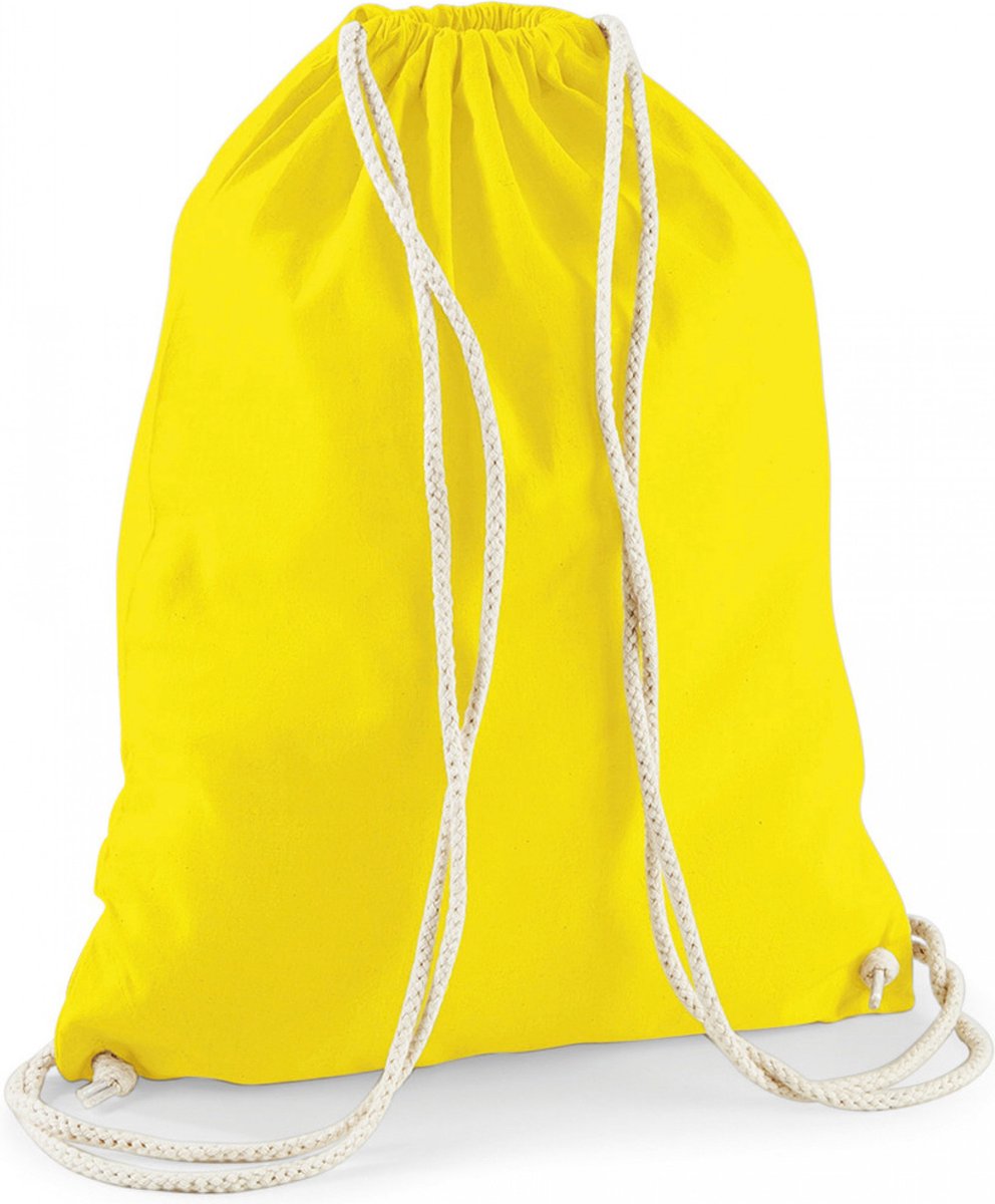 2x stuks sporten/zwemmen/festival gymtas geel met rijgkoord 46 x 37 cm van 100% katoen - Kinder sporttasjes