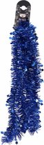 1x Blauwe folie slingers/guirlandes met sterren 200 cm - Kerstslingers - Kerstboomversiering blauw