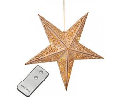 HI verlichte kerststerren - hout - 40 cm - hangdecoraties - kerstdecoratie - kerstversiering