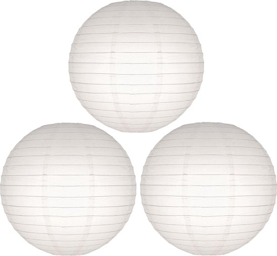 Luxe witte bol lampionnen - Set van 20x stuks - dia 25 cm - Bruiloft, verjaardag, party feestartikelen/versiering in het wit