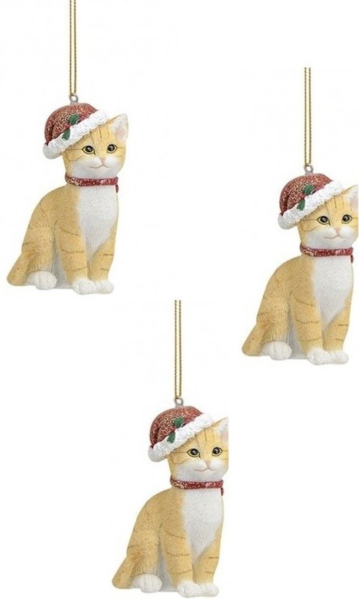 Ellxen 5 stuks kattenkerstboomhangers, 2D acryl kat, kerstboomversiering, kerstversiering, leuk kersthanger, decoratie, kerstversiering voor veranda, hal, kantoor, vakantie (5, B