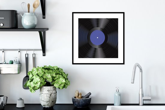 Cadre photo avec affiche - LP - Vinyl - Blauw - Rétro - 40x40 cm - Cadre pour affiche