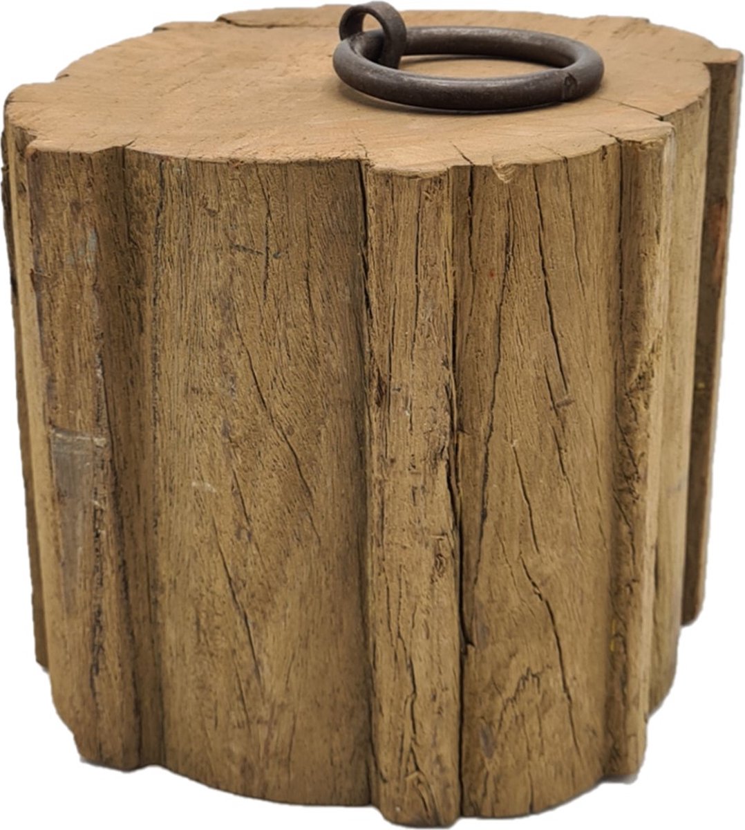 Deco4yourhome® - Deurstop - XXL - 4kg - Metalen Ring - Grof hout - Antiek bouwornament