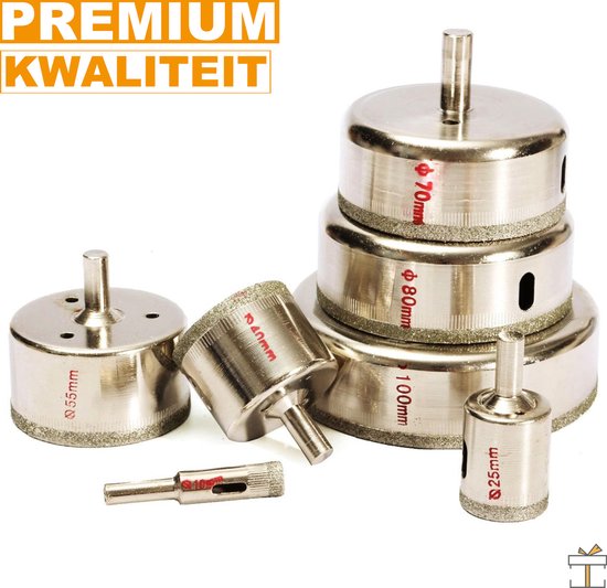 Meccion Gatenzaag met centreerboor, 22 mm, professionele diamant-kerngatboor voor glas, tegels, porselein, keramiek, kwartsiet, marmer