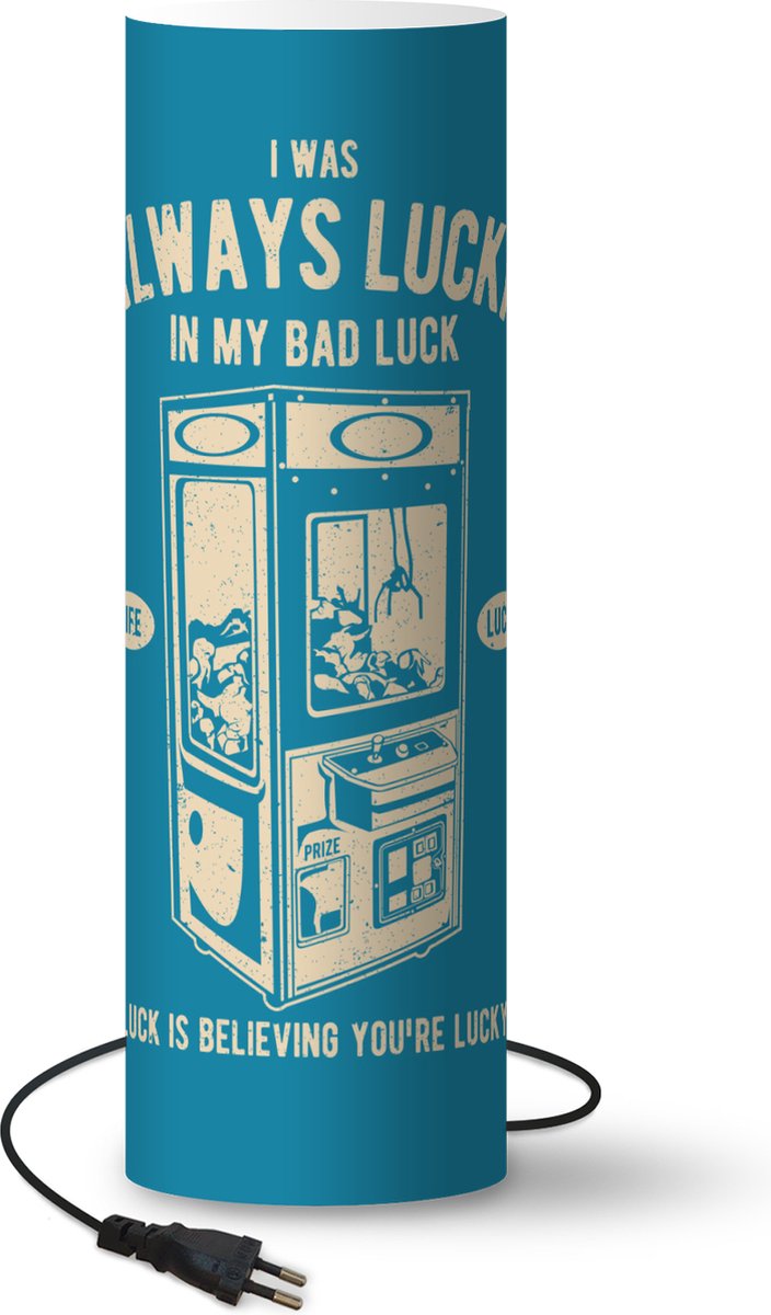 Lamp - Nachtlampje - Tafellamp slaapkamer - Grijpmachine - Blauw - Vintage - 60 cm hoog - Ø19.1 cm - Inclusief LED lamp
