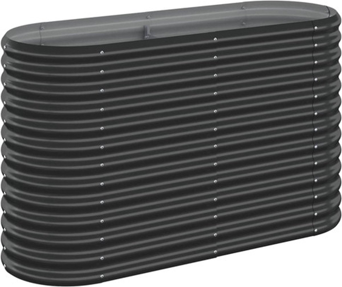 Jardinière Ronde Surélevée En Acier 40x68 Cm – Revêtement Poudre Gris, Pour Légumes, Fleurs, Balcon Ou Terrasse