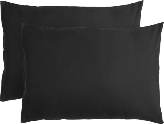Komfortec Set de 2 Taies d'oreiller Premium 50x70 cm - Housse de Coussin Super Douce - 100% - Polyester Brossé - 120g/m² - Zwart
