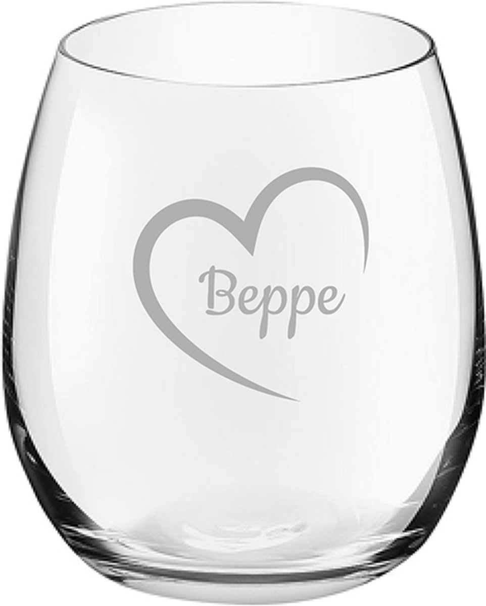Gegraveerde Drinkglas 39cl Beppe mei hert