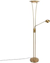 Bol.com QAZQA ibiza - Moderne Dimbare LED Vloerlamp | Staande Lamp met Dimmer met leeslamp - 1 lichts - H 180 cm - Brons - Woonk... aanbieding