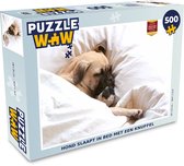 Puzzle Chien dort dans son lit avec une peluche - Puzzle - Puzzle 500 pièces - Sinterklaas cadeaux - Sinterklaas pour les grands enfants