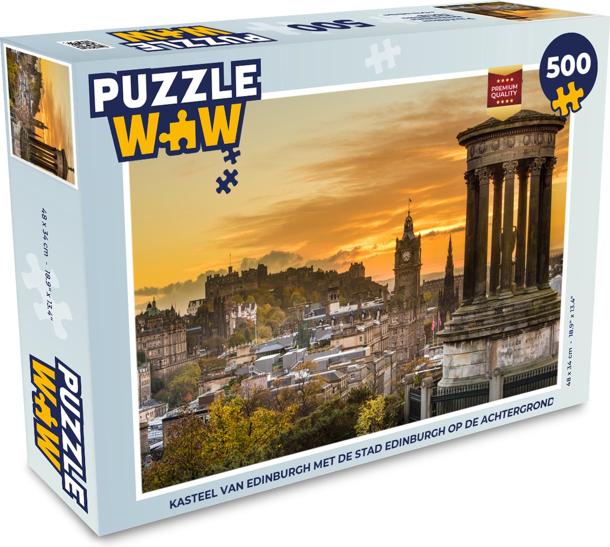 Puzzel Kasteel van Edinburgh met de stad Edinburgh op de achtergrond - Legpuzzel - Puzzel 500 stukjes