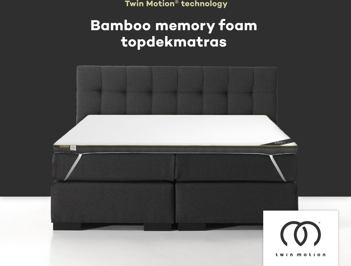 Twin Motion® Topdekmatras met Bamboo Mermory Foam – Traagschuim & Koudschuim Topper - 140x200